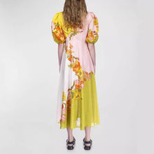 Load image into Gallery viewer, New Printing Fashion Bubble Sleeve Versatile Slim Swing Dress