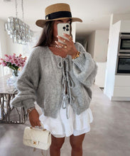 Load image into Gallery viewer, Crew Neck Lace-up Knitted Cardigan Jacket Autumn and Winter New Solid Color Commuting Simple Sweater Women