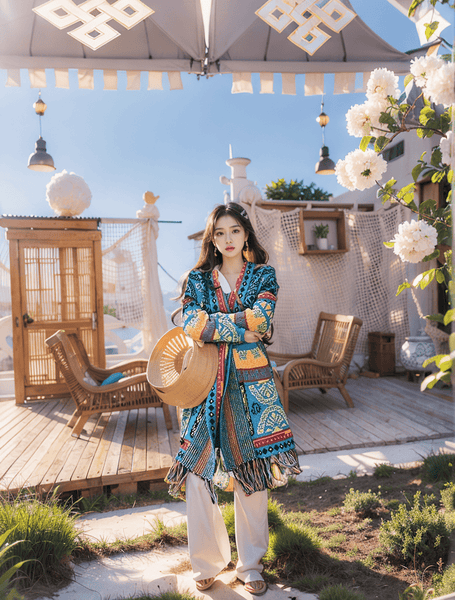 Ethnic Style Knitted Sweater Jacket Top Women's Autumn Fringed Warm Thickened Loose Medium and Long Cardigan