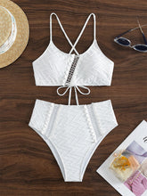 Load image into Gallery viewer, New Single Color Wrap Chest High Waist Tie Beach Split Bikini Swimsuit