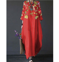 Load image into Gallery viewer, Summer Feminine Style Long Dress Round Neck Vintage Sweet Print Art Dress 3/4 Sleeve