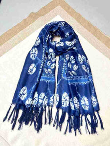 New Blue Dye Tie Scarf Ethnic Style Tie Dye Retro Large Shawl Long Detached Tibetan Blue Art Wax Dyed Scarf