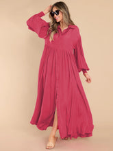 Load image into Gallery viewer, Autumn and Winter New Product Long Solid Color Dress Button Long Dress Loose Oversized Swing Skirt