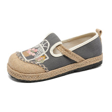 Load image into Gallery viewer, New Embroidered Cloth Shoes Flat Bottom Shallow Mouth Woven Cloth Shoes Lazy One Pedal Round Head Splicing Women's Cloth Shoes