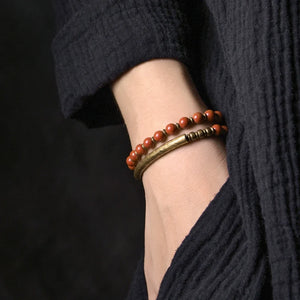 Red Blue Stone Beads Multi-layer Bracelet Couple Original Retro Ethnic Style Bracelet Women's Literary and Male Jewelry