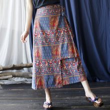 Load image into Gallery viewer, Original Retro Women&#39;s Half Length Skirt, Summer Mid Length Cotton and Linen Irregular Long Skirt