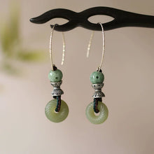 Load image into Gallery viewer, Jadeite Earrings, Ancient Hetian Jade Earrings, New Green Jade with Cheongsam Earrings