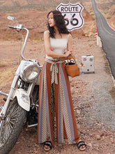 Load image into Gallery viewer, Bohemian ethnic wind and snow spinning split wide leg vacation beach pants summer high waisted pants