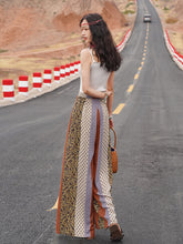 Load image into Gallery viewer, Bohemian ethnic wind and snow spinning split wide leg vacation beach pants summer high waisted pants