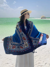 Load image into Gallery viewer, Ethnic Style Shawl Blue Seaside Beach Towel Thin Silk Scarf