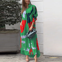 Load image into Gallery viewer, Women&#39;s Clothing on The New Fashion Casual Printing Loose Split Shirt Dress