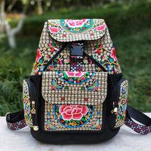 Load image into Gallery viewer, New Embroidery Bag Ethnic Style Bag Women&#39;s Large Capacity Canvas Backpack Travel Bag Fabric Art