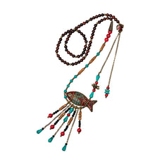 Load image into Gallery viewer, Nepal Retro Ethnic Style Long Necklace Sweater Chain Tibetan Beaded Fringed Necklace