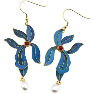 Cloisonne Imitation Diancui Classic New Simple Style Antique Earrings