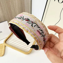Load image into Gallery viewer, Bohemian Embroidered Headband Retro Ethnic Style Toothed Non-slip Headband Hairpin Large Flower Hair Accessories