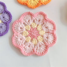 Load image into Gallery viewer, Hand-crocheted Coaster Cute Phoenix Tail Flower Coaster Tea Mat Wool Woven Hand Crochet Flower Piece
