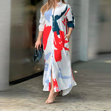 Load image into Gallery viewer, Women&#39;s Clothing on The New Fashion Casual Printing Loose Split Shirt Dress