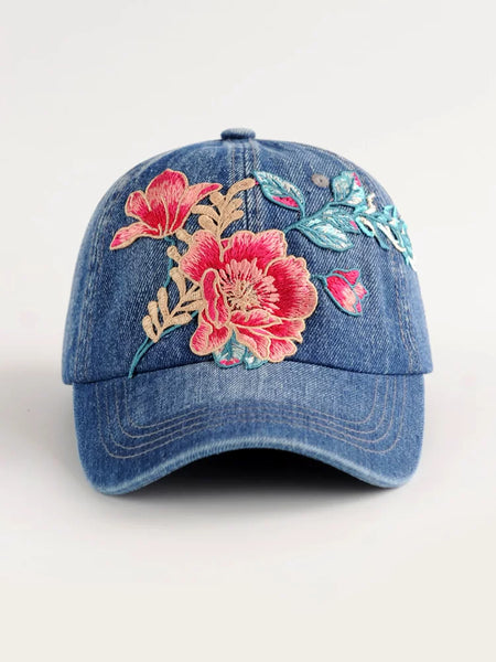 Fashion Versatile Ethnic Style Embroidery Flower Denim Baseball Cap Women's Autumn Sunscreen Shade Cap