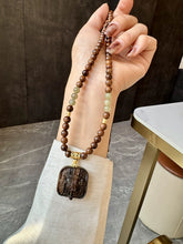 Load image into Gallery viewer, Black Pear with Agarwood Zakiram Pendant Necklace Natural Hetian Jade