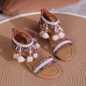 Bohemian Summer New Ethnic Fairy Open Toe Beaded Roman Sandals