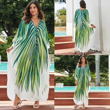 Load image into Gallery viewer, New Printed Chest Knitted Beach Cover Up Loose Oversized Vacation Sun Protection Shirt Bikini Cover Up
