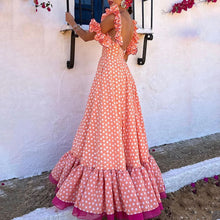 Load image into Gallery viewer, Summer New Fashion Wave Dot Print Ruffle Edge Sling Dress