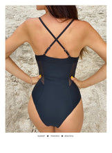 Load image into Gallery viewer, Sexy High Waist One-piece Swimsuit Women&#39;s Solid Cross Strap Swimsuit