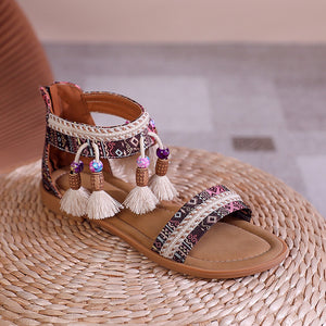 Bohemian Summer New Ethnic Fairy Open Toe Beaded Roman Sandals