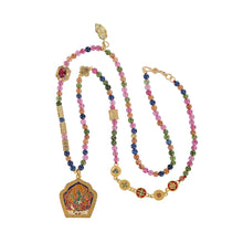 Load image into Gallery viewer, Light Luxury Colorful Tourmaline Beaded Necklace with A Sense of Luxury and Niche Design Neck Chain Enamel Color Pendant Vintage Sweater Necklace