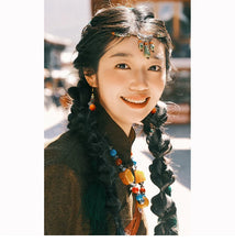 Load image into Gallery viewer, Nepal Tibetan Earrings Ethnic Style Wooden Ear Clips Women's Long Earrings