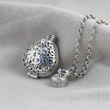 Load image into Gallery viewer, S925 Silver Double-sided Hollow Retro Lotus Sachet Pendant Can Be Opened To Expand Aromatherapy Necklace Gawu Box