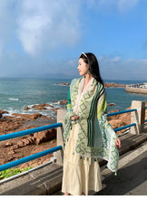 Load image into Gallery viewer, Fresh Green Ethnic Style Silk Scarf Women&#39;s Summer Sunscreen Dual-purpose Large Shawl Beach Towel Thin Cotton and Linen Scarf Yarn
