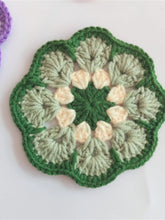 Load image into Gallery viewer, Hand-crocheted Coaster Cute Phoenix Tail Flower Coaster Tea Mat Wool Woven Hand Crochet Flower Piece