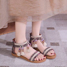 Load image into Gallery viewer, Bohemian Summer New Ethnic Fairy Open Toe Beaded Roman Sandals