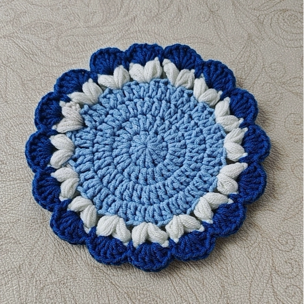 Hand-crocheted Blue Lace Coaster Wool Thermal Insulation Placemat