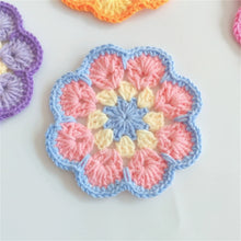 Load image into Gallery viewer, Hand-crocheted Coaster Cute Phoenix Tail Flower Coaster Tea Mat Wool Woven Hand Crochet Flower Piece