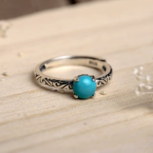 Load image into Gallery viewer, Retro-styled S925 Silver Exquisite Ring Female Opening Carved National Turquoise Tide Jewelry