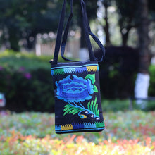 Load image into Gallery viewer, Ethnic Style Tribal Embroidery Flower Crossbody 6.5 Inch Mobile Phone Bag Hanging Neck Mobile Phone Bag