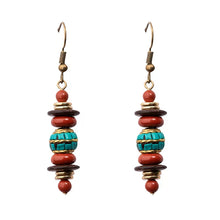 Load image into Gallery viewer, Retro Ethnic Style Nepalese Earrings, Natural Red Stone Earrings, Simple and Atmospheric Versatile Tibetan Niche Design Earrings