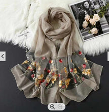Load image into Gallery viewer, Ethnic Style Embroidered Plum Blossom Belt Spring Style Lightweight Scarf
