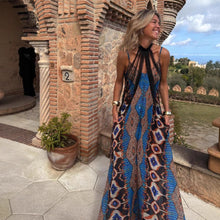 Load image into Gallery viewer, Summer New Positioning Printing Suspender Pendulum Dress