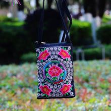 Load image into Gallery viewer, Ethnic Style Tribal Embroidery Flower Crossbody 6.5 Inch Mobile Phone Bag Hanging Neck Mobile Phone Bag