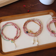 Load image into Gallery viewer, New Tibetan Natural Red Stone Multi-circle Bracelet Powder Crystal Star Moon Bodhi Olive Multi-circle Bracelet