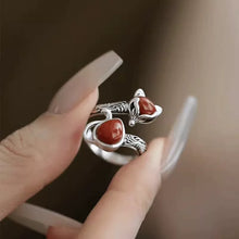 Load image into Gallery viewer, 925 Silver Retro Ethnic Style Fox Ring Opening Adjustment Old Versatile Simple Jewelry
