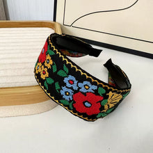 Load image into Gallery viewer, Bohemian Embroidered Headband Retro Ethnic Style Toothed Non-slip Headband Hairpin Large Flower Hair Accessories