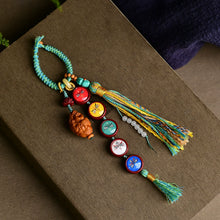 Load image into Gallery viewer, Five-way God of Wealth Keychain Bag Hanging Pendant, with Olive Core God of Wealth, Hand-woven Tassel TY1645