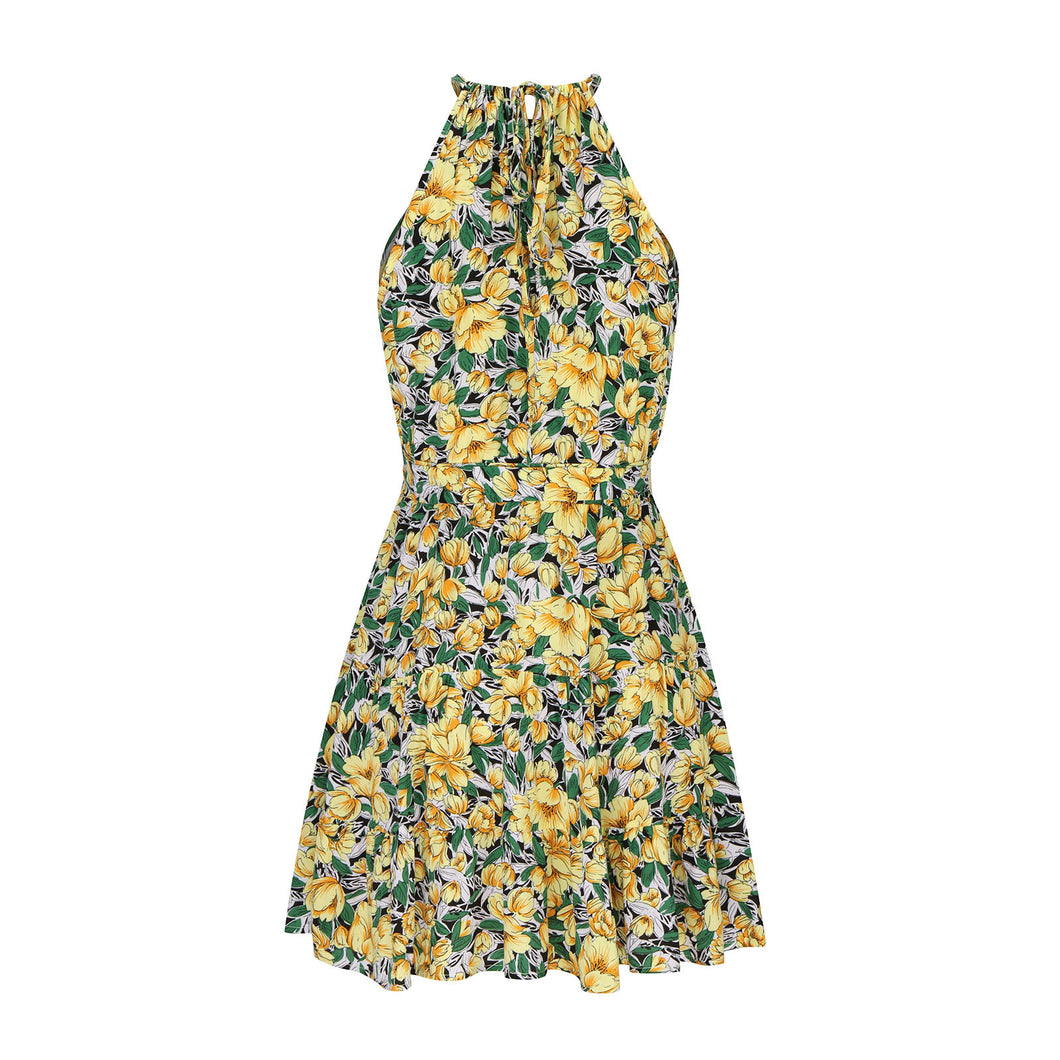 Spring/Summer Leisure Ruffle Edge Big Display Fragmented Flower Dress Holiday Dress