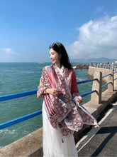 Load image into Gallery viewer, Fresh Green Ethnic Style Silk Scarf Women&#39;s Summer Sunscreen Dual-purpose Large Shawl Beach Towel Thin Cotton and Linen Scarf Yarn