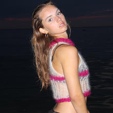 Load image into Gallery viewer, Spliced Contrast Gradient Vest Spring/summer Sleeveless Semi-high Neck Slim Top