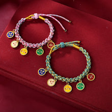 Load image into Gallery viewer, Tibetan Handwoven Colorful Five Way God of Wealth Bracelet Rope Tangka God of Wealth Green Tara Zakiram Bracelet